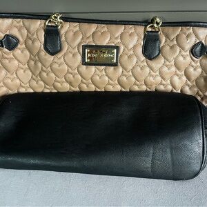 Kardashian Kollection Quilted Black and Tan Shoulder Bag